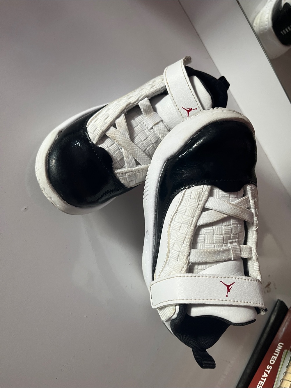 Jordan Toddler White Black with Red Logo Sneakers